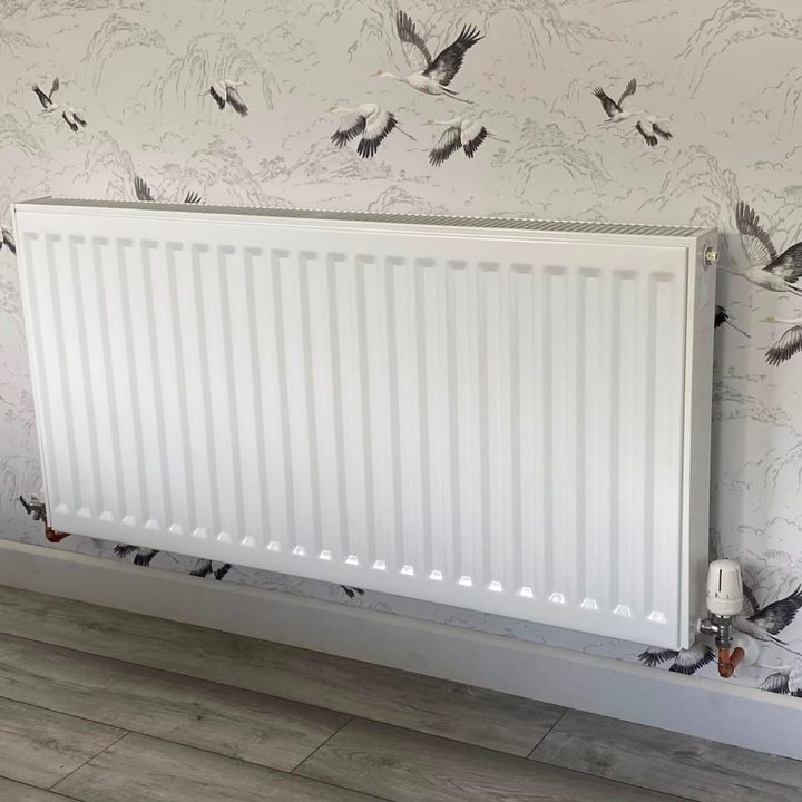Panel radiator fitted with a thermostatic valve